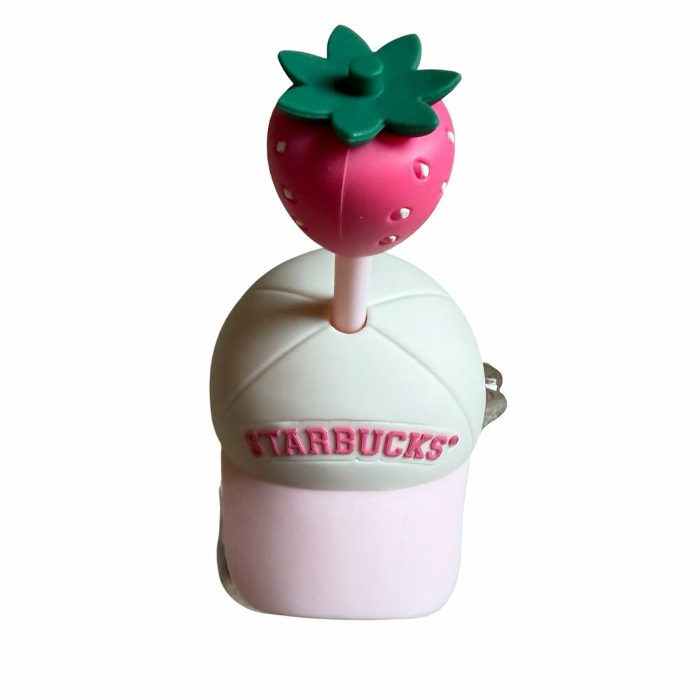 Starbucks Bearista Glass Strawberry Pink Hat and Straw NWT - Picture 6 of 8